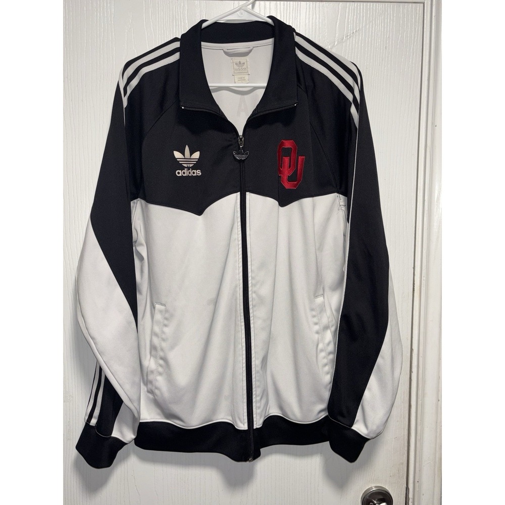 Oklahoma Sooners Adidas Mens Track Jacket Y2K logo Full Zip Large Vintage
